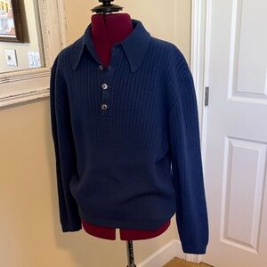Men's Vintage Navy Wool Sweater by Demetre sz M EUC